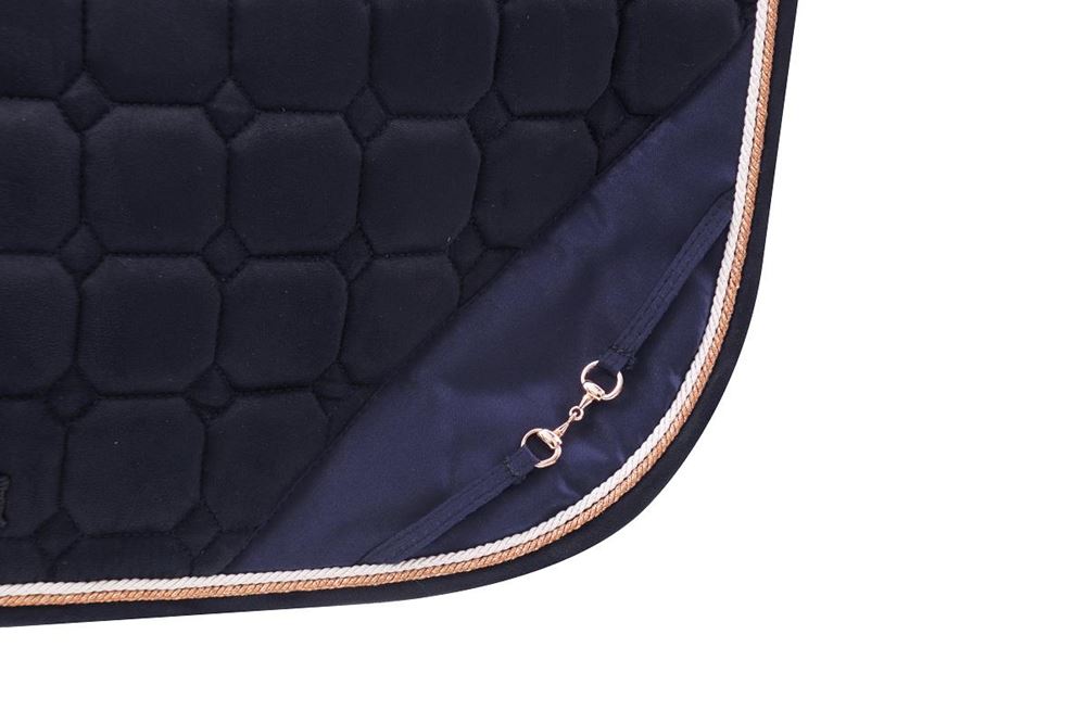 Hy Equestrian On The Bit Saddle Pad (Navy/Rose Gold)