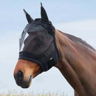 Hy Equestrian Armoured Protect Half Mask with Ears (Black)