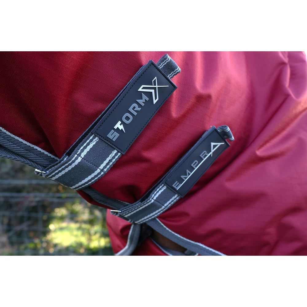 Hy Equestrian StormX Empra 200g Turnout Rug with Detachable Neck (Navy/Burgundy)