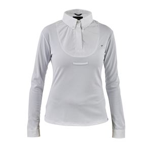 Shires Aubrion Ladies Long Sleeve Tie Shirt (White)