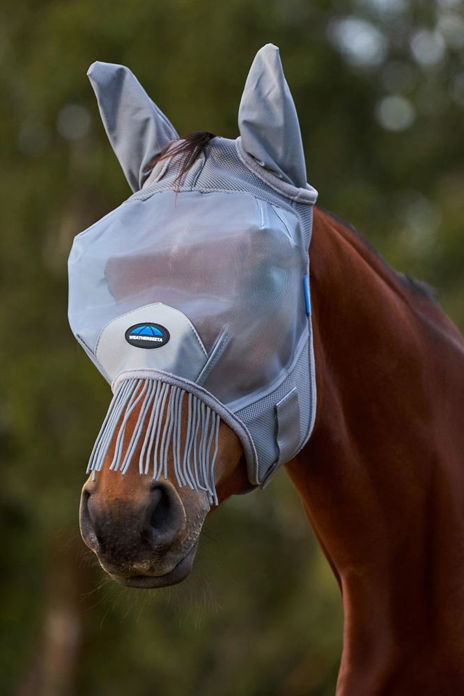 Weatherbeeta Comfitec Fine Mesh Fly Mask with Ears & Tassels (Grey)