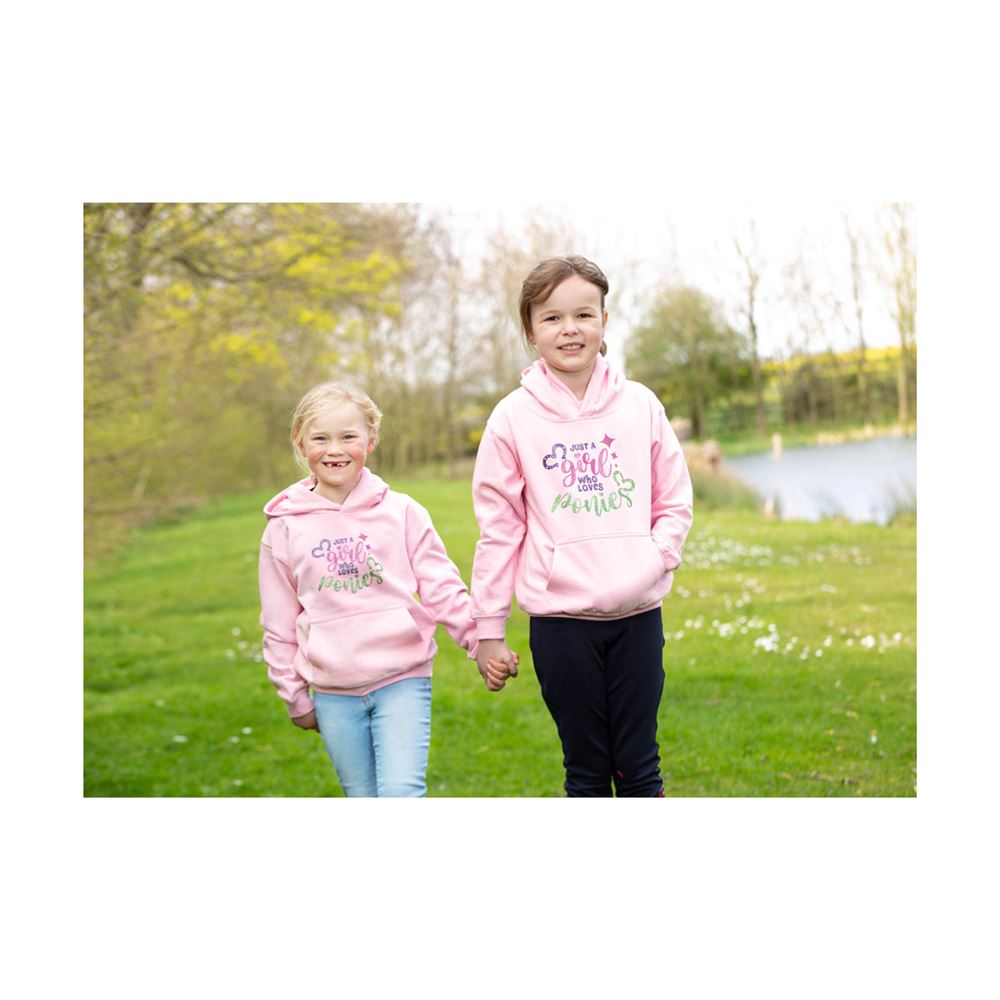 British Country Collection Just A Girl Who Loves Ponies Hoodie - Child (Baby Pink)