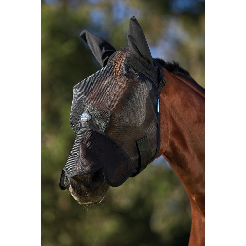 Weatherbeeta Comfitec Insect Guard Fly Mask with Ears & Nose (Black)