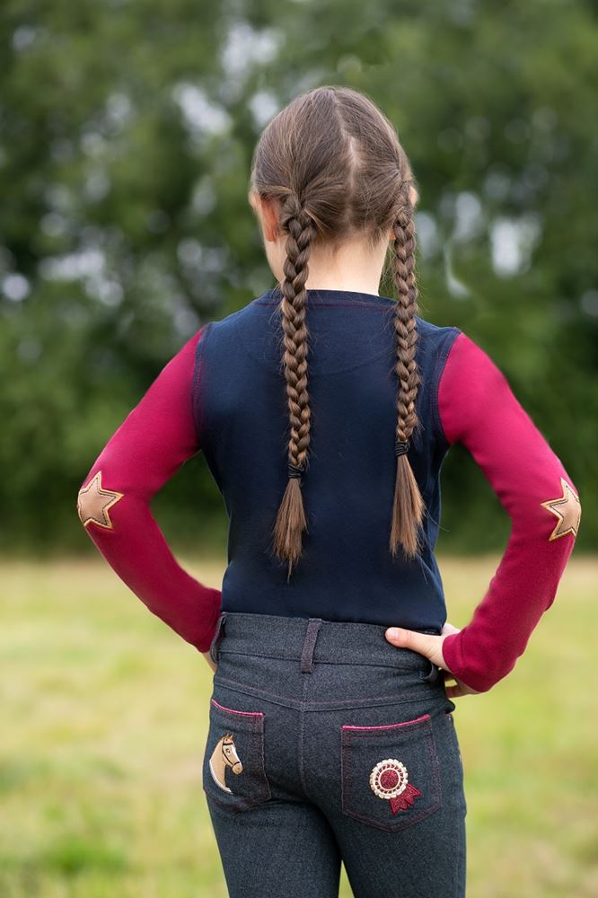 Riding Star Collection Long Sleeve T-Shirt by Little Rider (Navy/Burgundy)