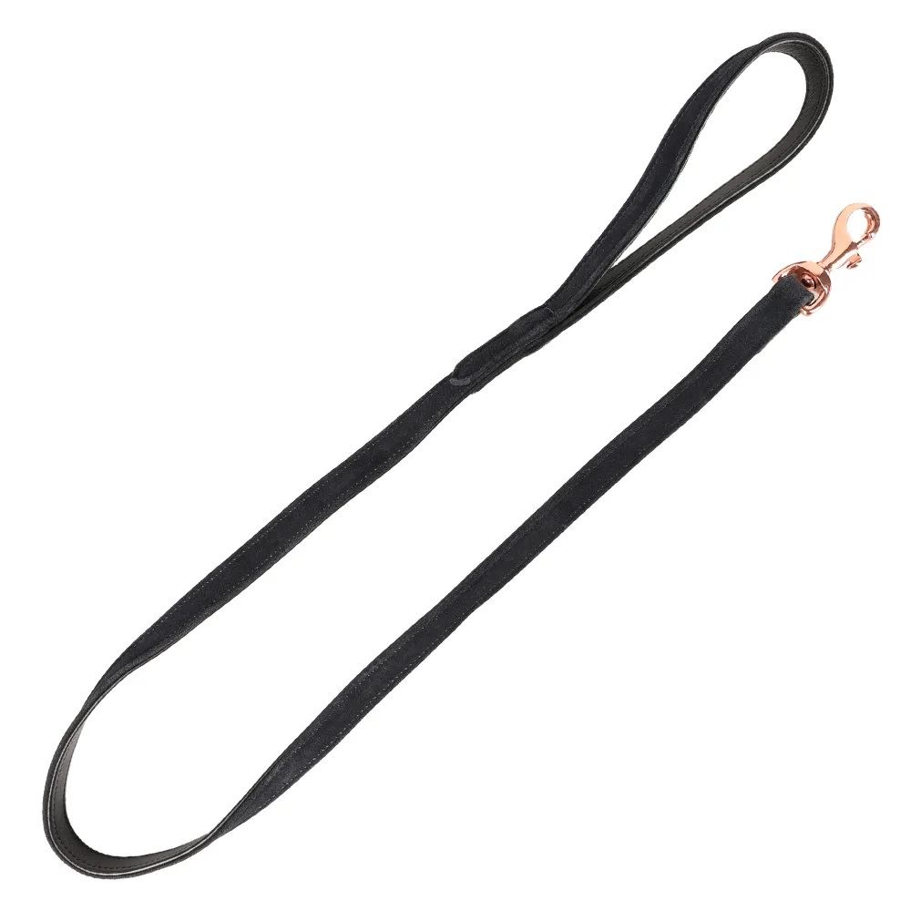 Benji & Flo Noble Suede Dog Lead (Navy/Rose Gold)