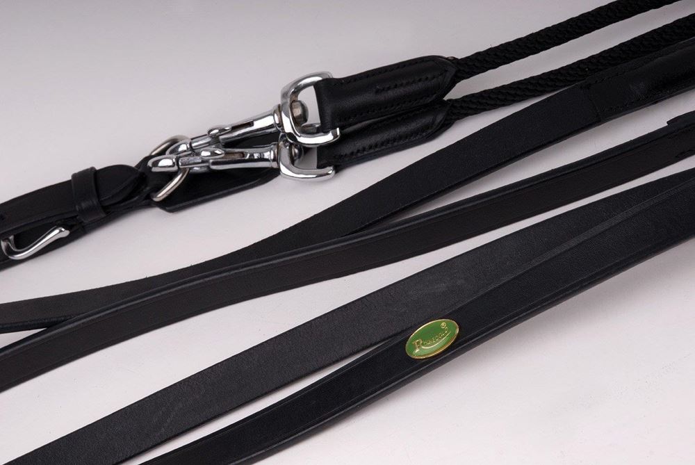 Rhinegold Leather Draw Reins With Rope Insert