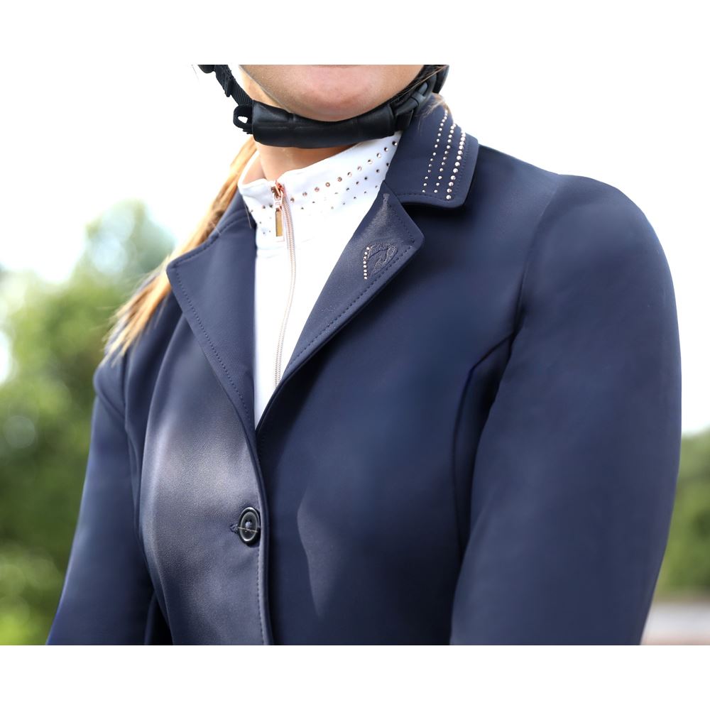 Hy Equestrian Roka Royal Show Jacket (Navy with Rose Gold Diamantes)