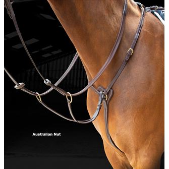 Shires Salisbury 3 Point Breastplate (Australian Nut/Brass)