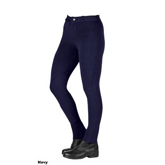 Saxon Warm Up Cotton Stretch Ladies Jodhpurs (Navy)
