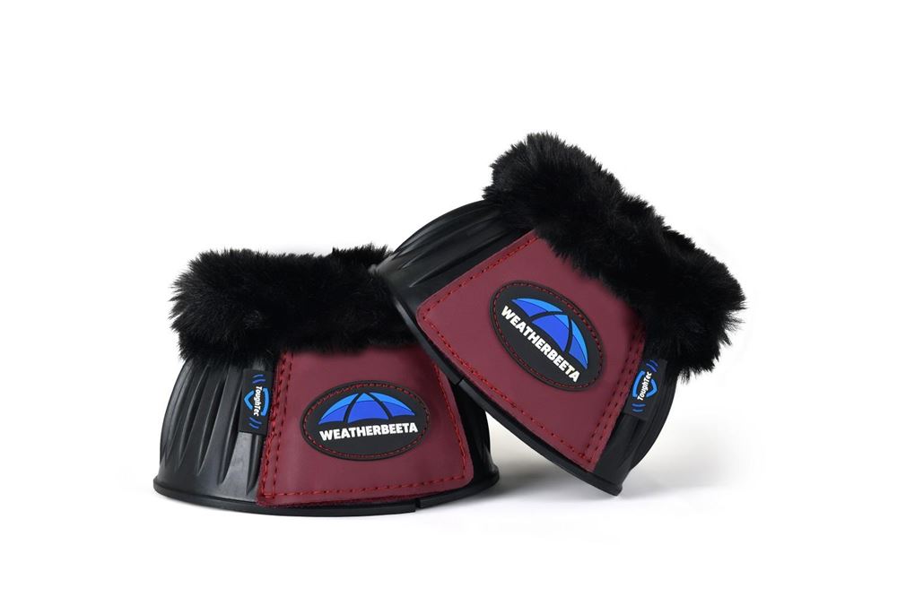 Weatherbeeta Tough-Tec Prime Fleece Trim Rubber Bell Boots (Black/Burgundy)