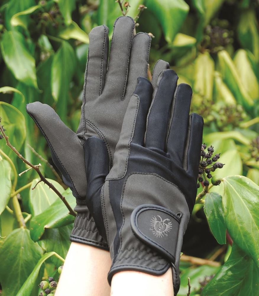 Rhinegold Elite Stretch Riding Gloves (Black)