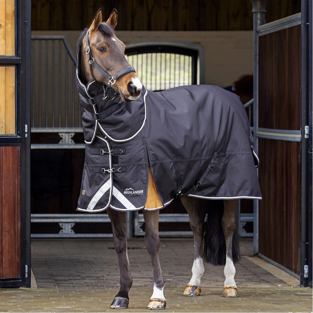 Shires Highlander Plus 200 Turnout Rug & Neck Set (Black)