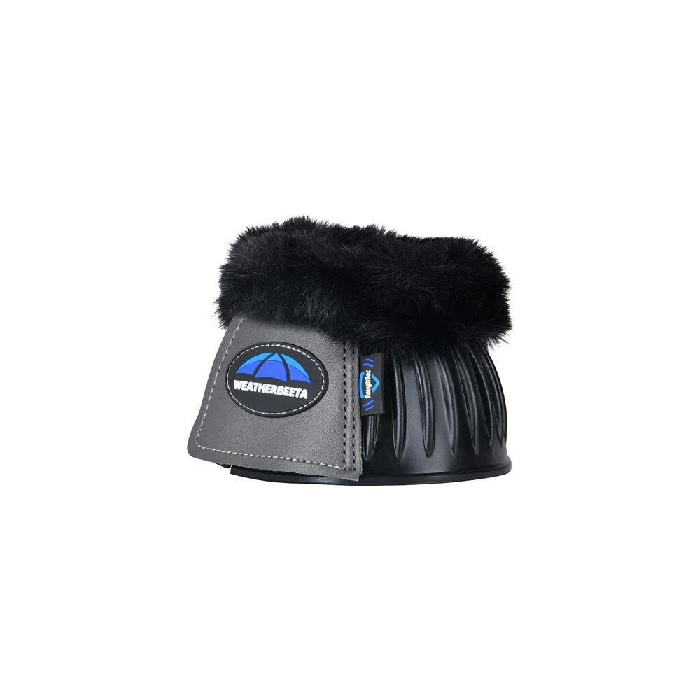 Weatherbeeta Tough-Tec Prime Fleece Trim Rubber Bell Boots (Black/Grey)