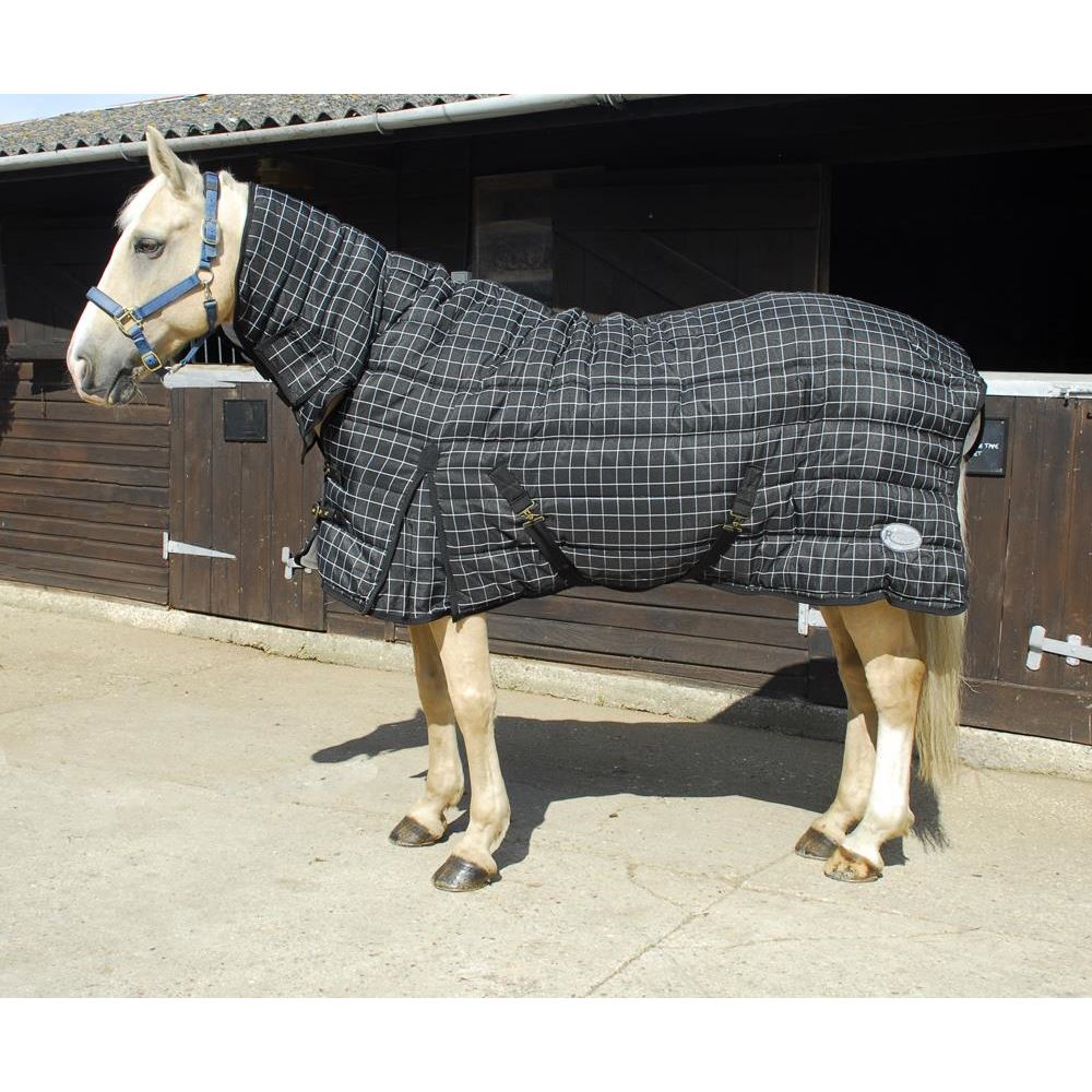 Rhinegold Mega Full Neck Combo Stable Quilted Rug - 350g (Black/White Check)