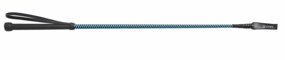 Shires Thread Stem Whip - Child (Spiral Black/Bright Blue)
