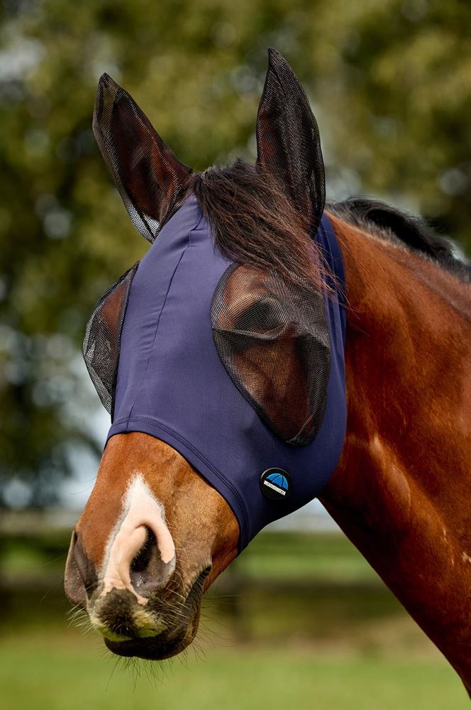Weatherbeeta Comfitec Deluxe Stretch Fly Mask with Ears (Navy/Black)