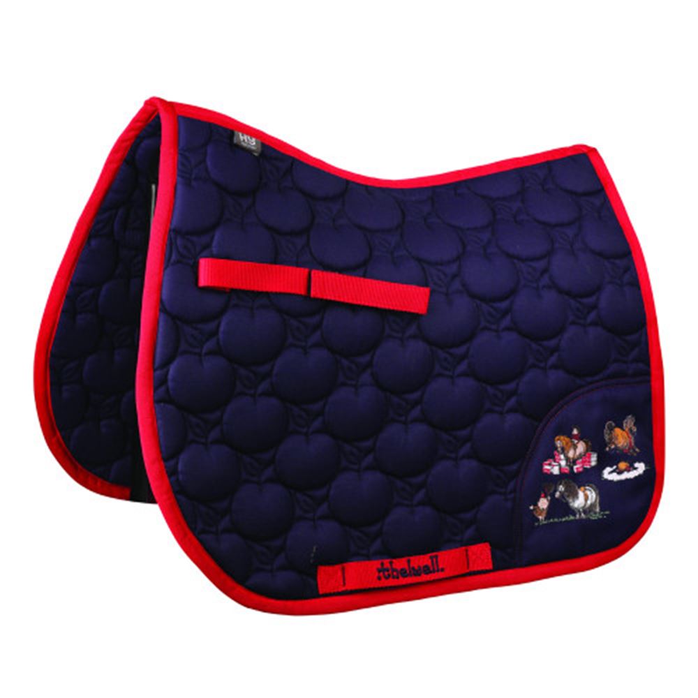 Hy Equestrian Thelwell Collection Practice Makes Perfect Saddle Pad (Navy/Red)
