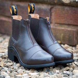 Gallop Adults Elegance Leather Paddock Zip Boot (Brown)