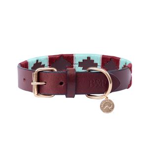 Benji & Flo Sublime Polo Leather Dog Collar (Aqua/Fig)