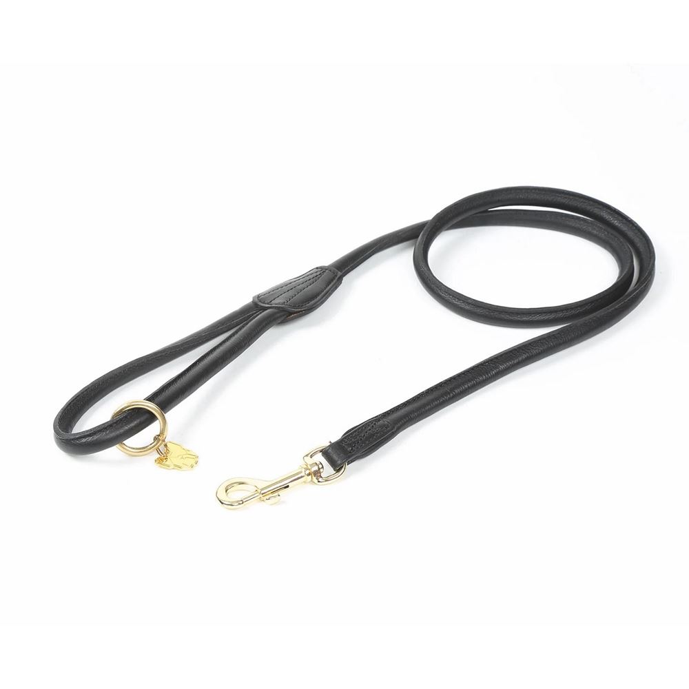 Shires Digby & Fox Rolled Leather Dog Lead (Black)