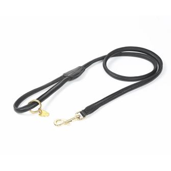 Shires Digby & Fox Rolled Leather Dog Lead (Black)