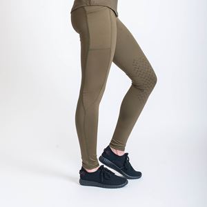 Gallop High-Waist Pocket Silicone Knee Tights (Olive)