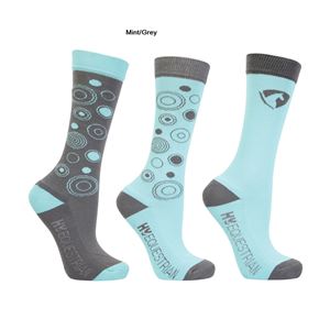 Hy Equestrian Dynamizs Ecliptic Socks (Pack of 3) - Child (Mint/Grey)