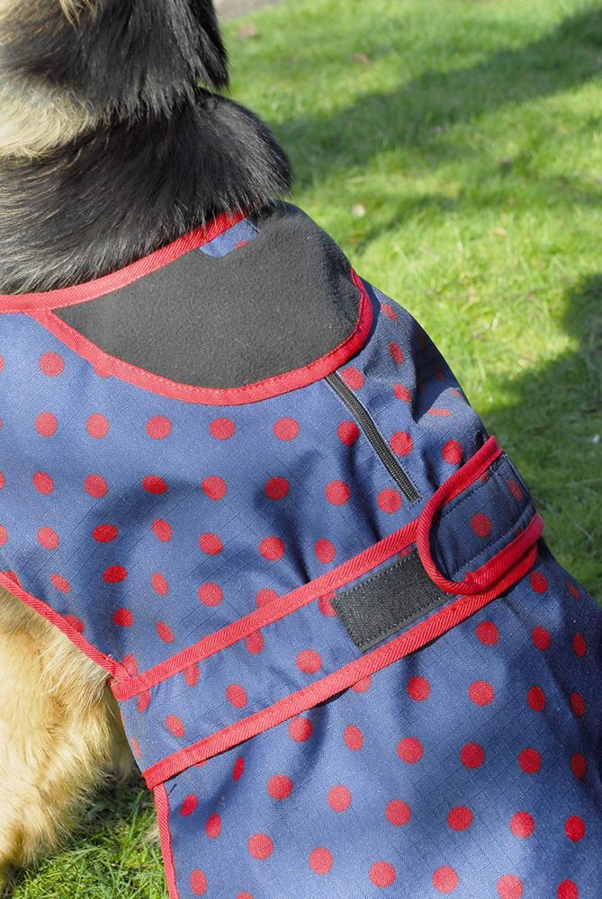 Rhinegold Highland Waterproof Dog Coat (Navy with Red Spots)