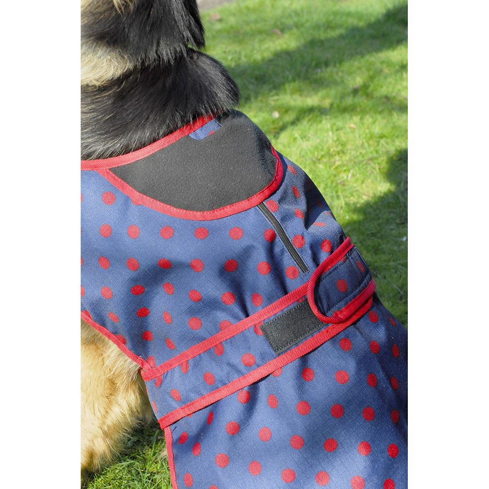Rhinegold Highland Waterproof Dog Coat (Navy with Red Spots)
