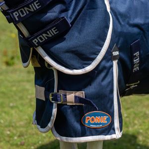 Gallop 600D PONIE 100g Duraproof Combo Turnout (Navy with Beige/White bindings)