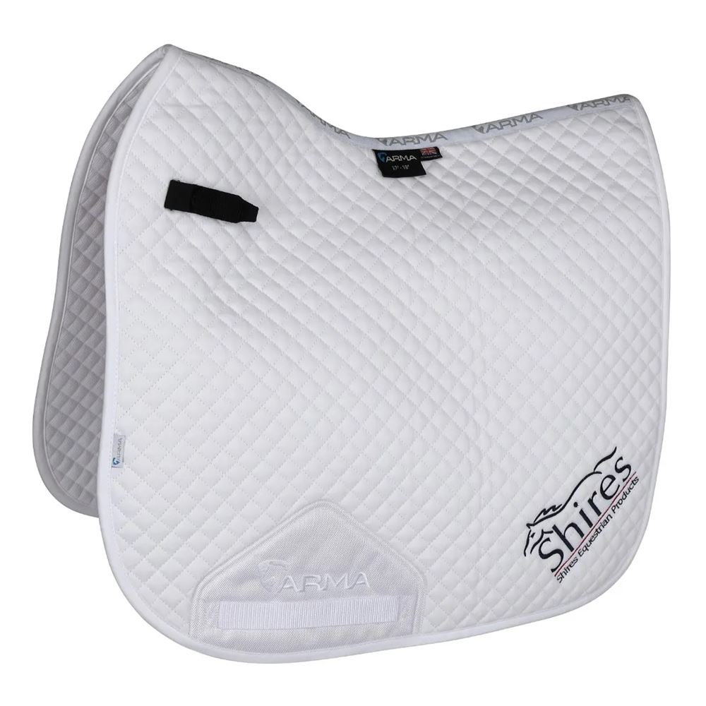 *barcodes* Shires Branded Dressage Saddlecloth (White)