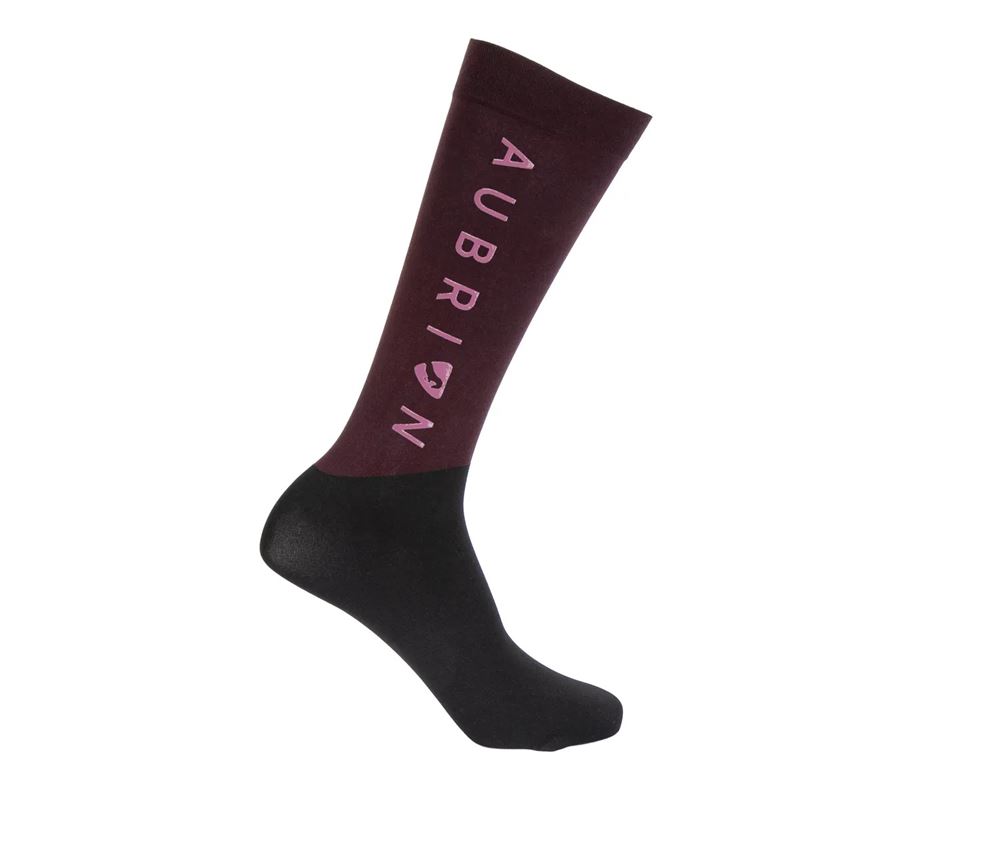 Shires Aubrion Eltar Ladies Riding Socks (Black Cherry)