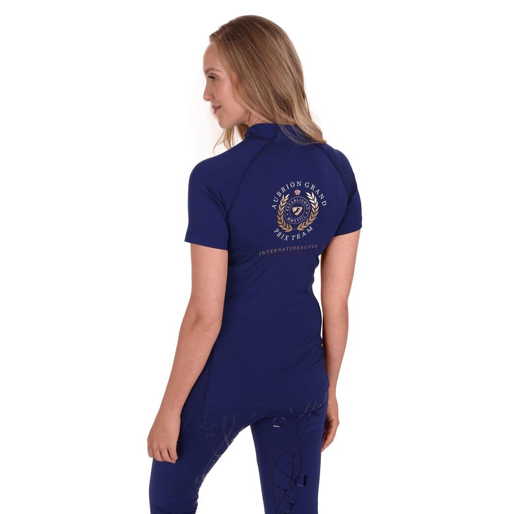 Shires Aubrion Team Ladies Short Sleeve Base Layer (Navy)