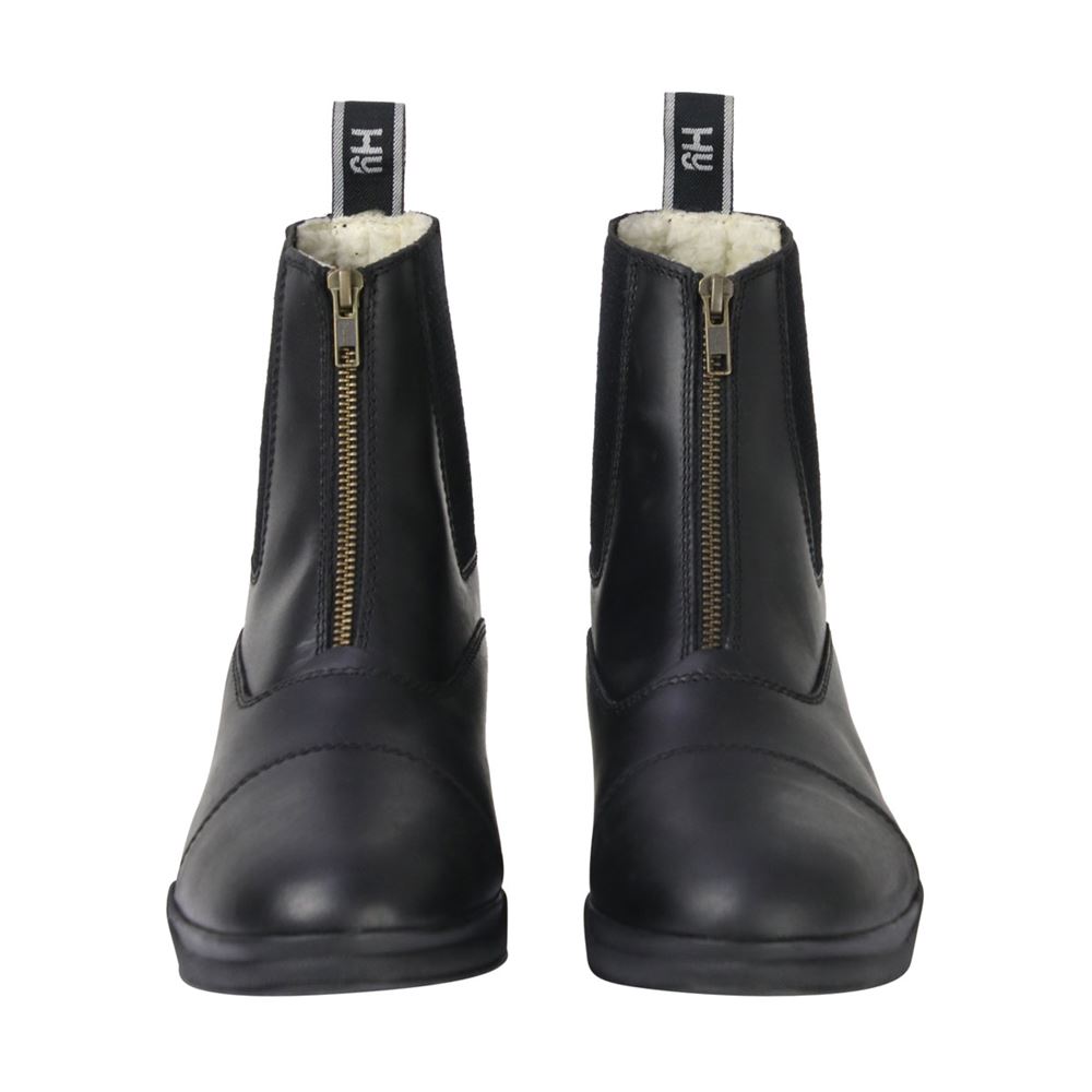 Hy Equestrian Fleece Lined Wax Leather Zip Jodhpur Boot