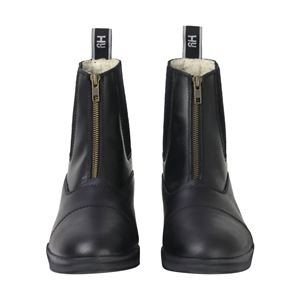 Hy Equestrian Fleece Lined Wax Leather Zip Jodhpur Boot