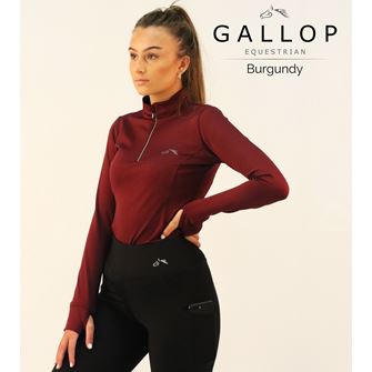 Gallop Ladies Long Sleeve Zipped Neck Base Layer (Burgundy)
