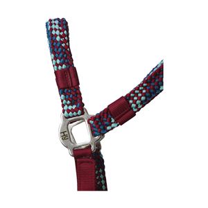 Hy Equestrian Multicolour Adjustable Head Collar with Rope (Burgundy)