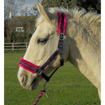 Rhinegold Crystal Star Headcollar & Lead Rope Set (Navy/Pink)