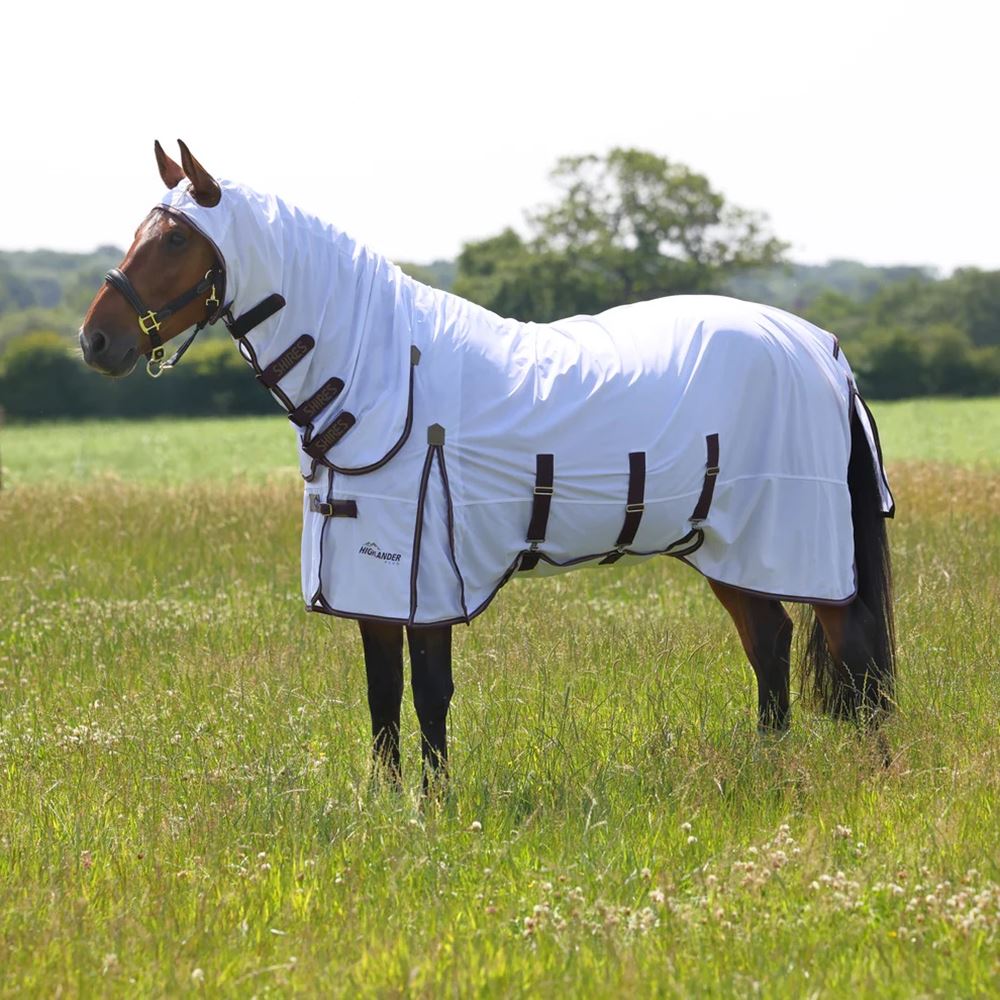 Shires Highlander Plus Fly Sheet Combo (White/Black Cherry)