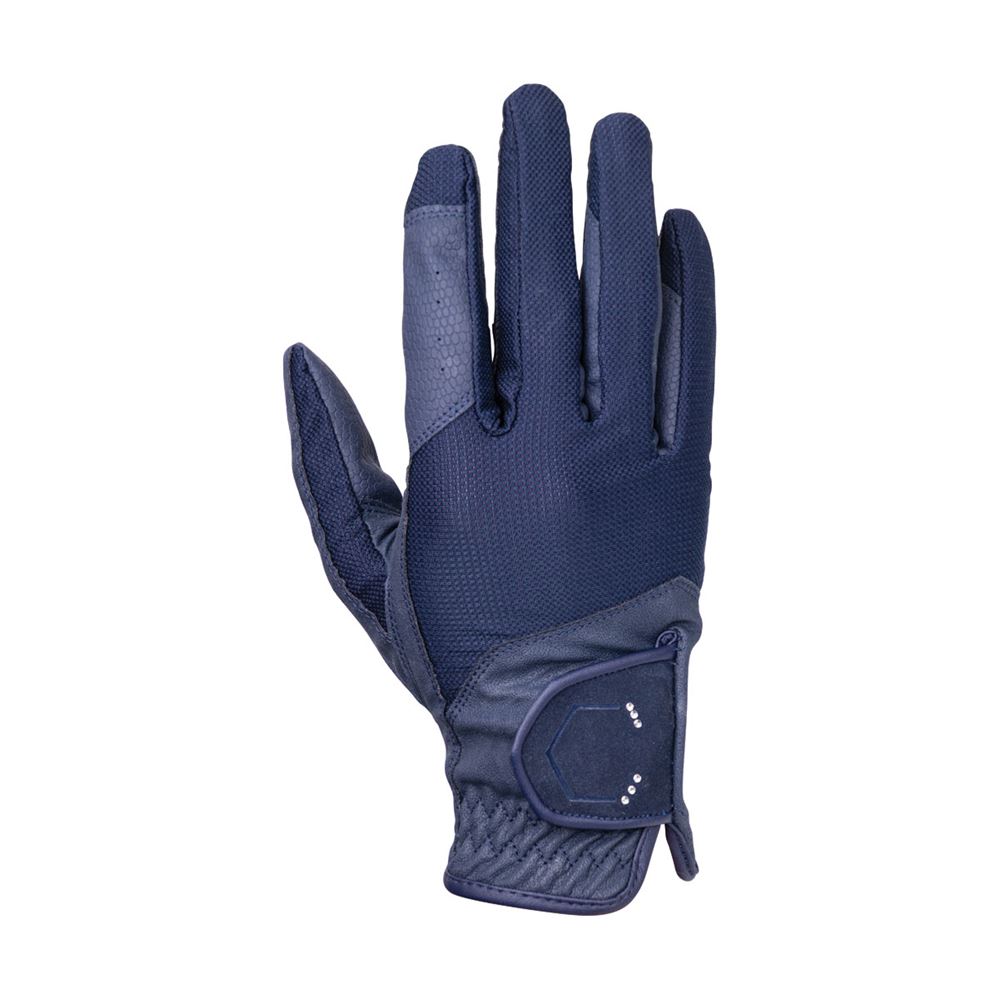 Coldstream Blakelaw Diamante Riding Gloves (Navy/Silver)