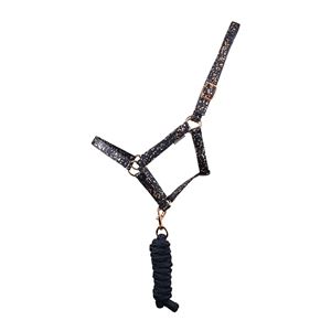 Hy Equestrian Elevate Allure Head Collar and Lead Rope (Navy/Rose Gold)