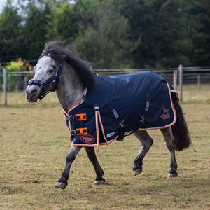 Gallop Ponie DURAPROOF 100g 5-Point Standard Neck Turnout Rug (Navy/Orange/White)