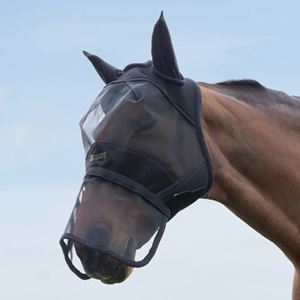 Hy Equestrian Armoured Protect Full Mask with Ears and Nose (Black)
