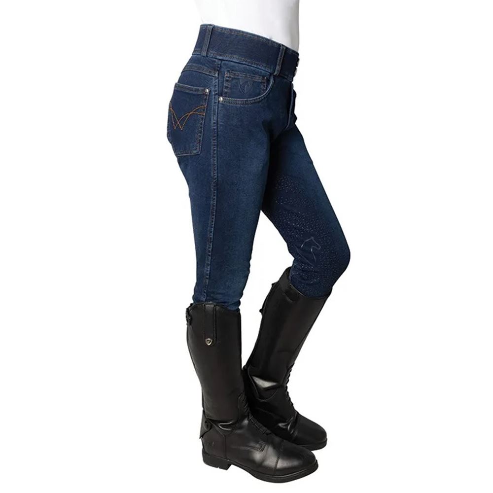 Hy Equestrian Elevate Mizs Style Denim Breeches (Dark Blue)