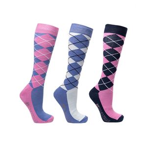 Hy Equestrian Synergy Argyle Socks - Pack of 3 (Riviera/Grape)