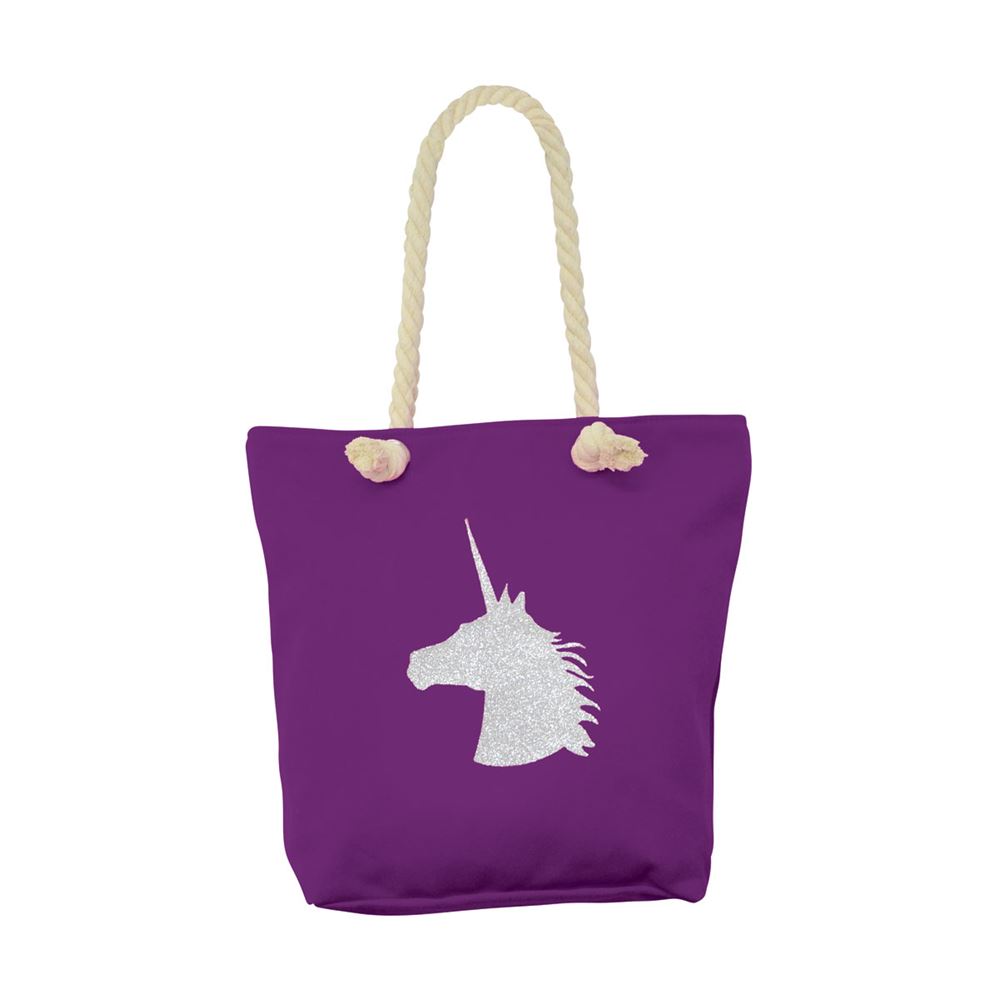 HyFASHION Unicorn Glitter Tote Bag (Purple)