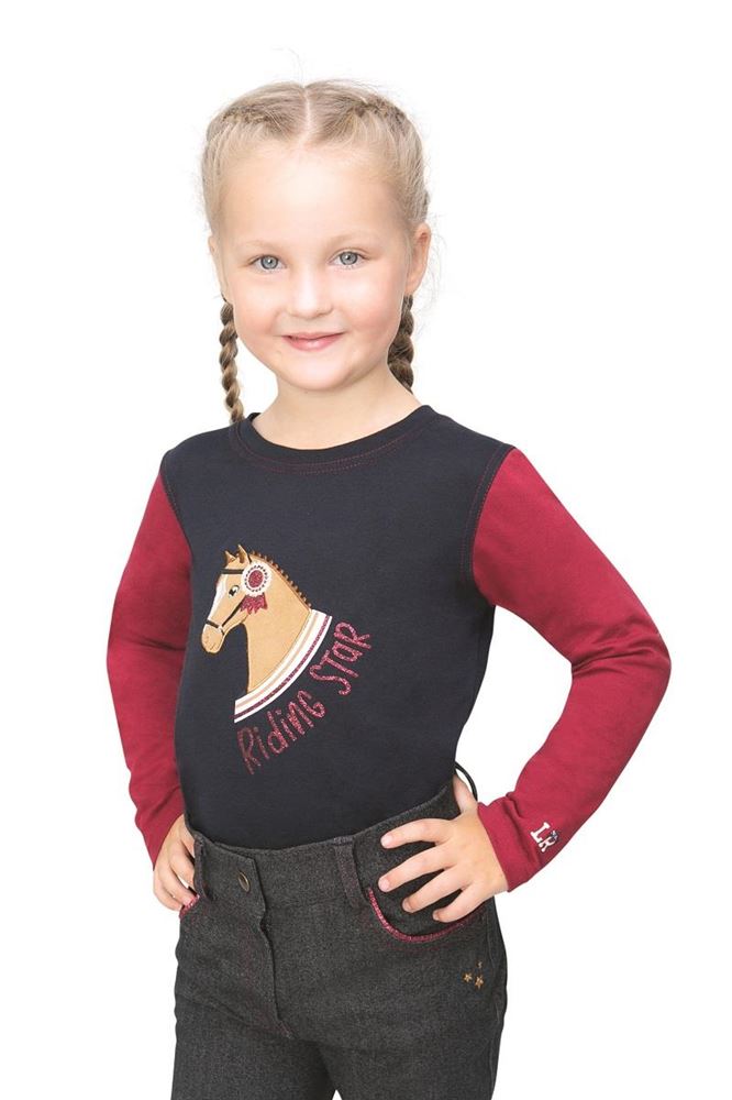 Riding Star Collection Long Sleeve T-Shirt by Little Rider (Navy/Burgundy)