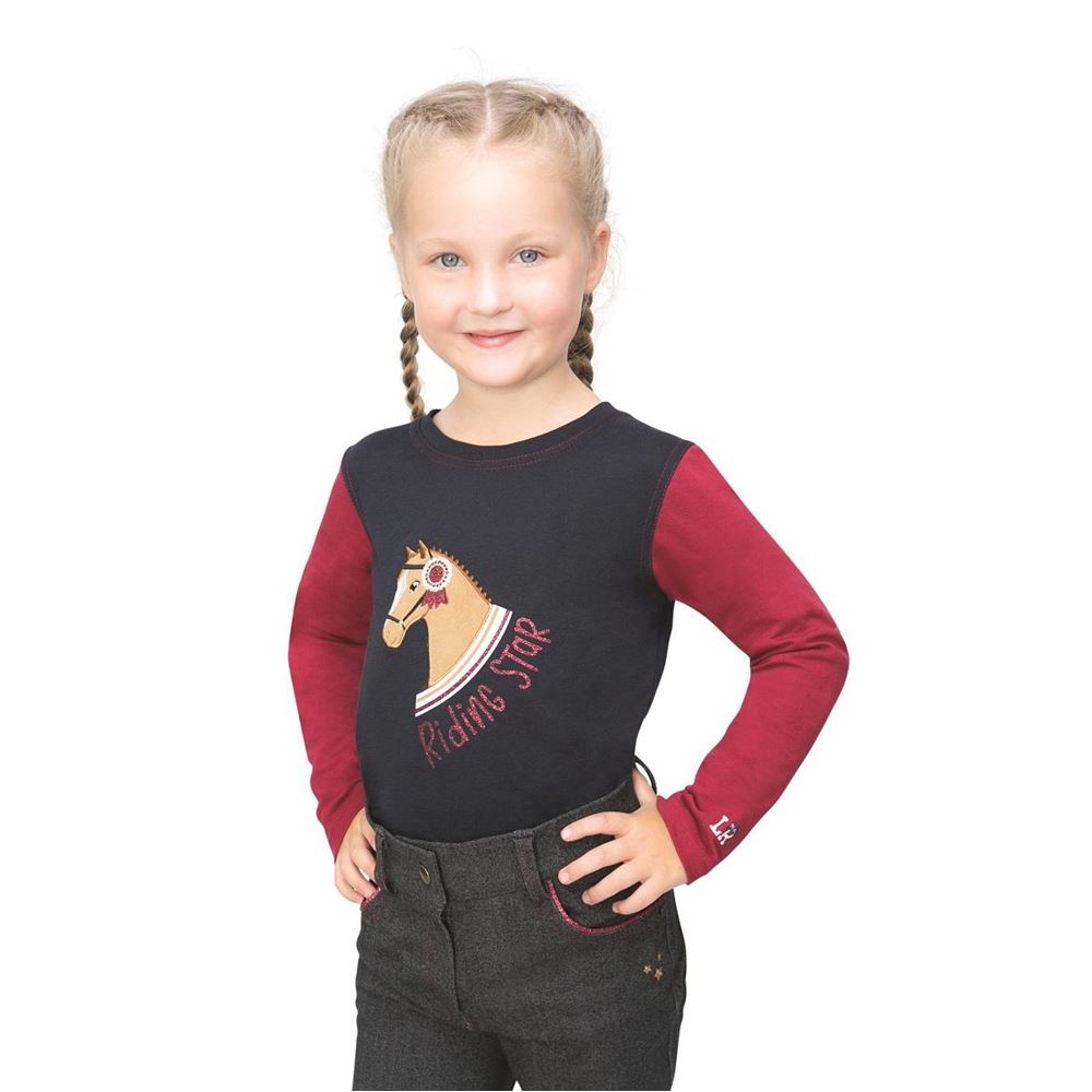 Riding Star Collection Long Sleeve T-Shirt by Little Rider (Navy/Burgundy)