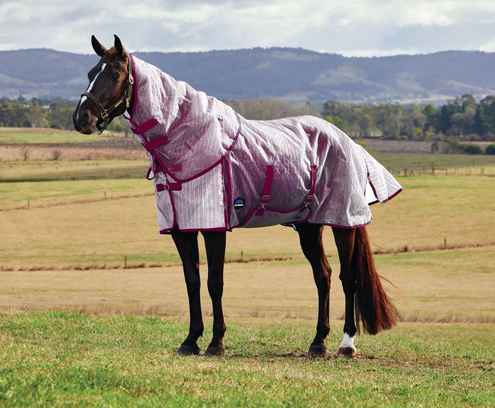 Weatherbeeta ComFiTec Ripshield Fly Sheet Detach-A-Neck (White/Burgundy)