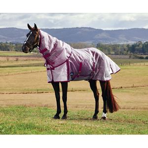 Weatherbeeta ComFiTec Ripshield Fly Sheet Detach-A-Neck (White/Burgundy)